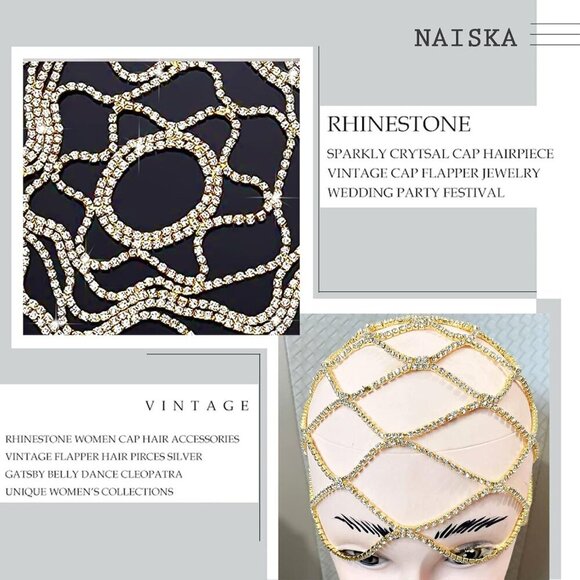 Rhinestone Head Chain Vintage 1920s Wedding Flapper Hair Accessory main image 5